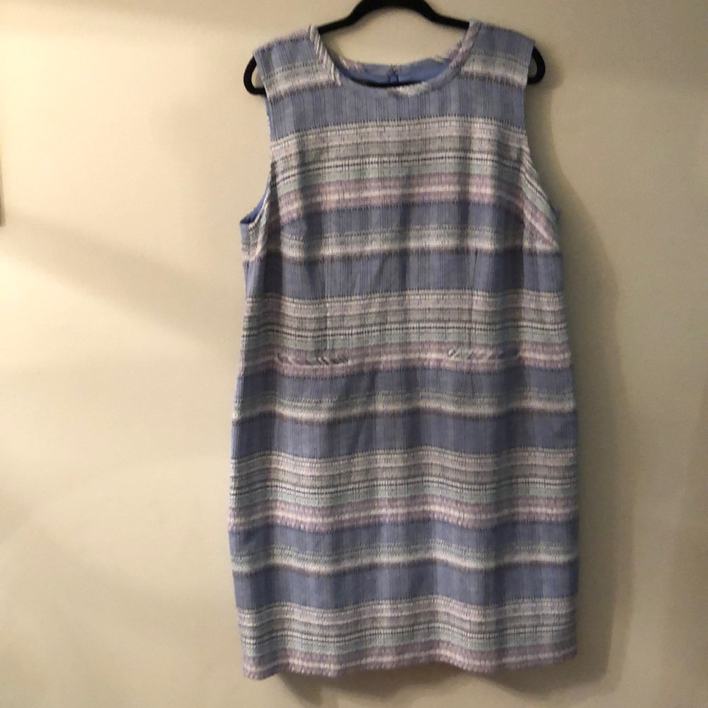 NEW Talbots Blue Stripe Tweed Dress 16 Women’s Petite